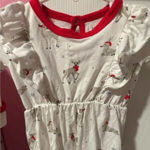 Kyte BABY Red and White Reindeer Romper